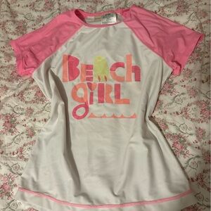 Old Navy Pink and White Beach Girl Swim Bikini Top